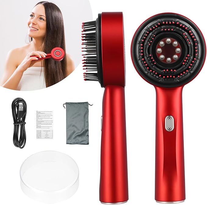 New Hair Growth Brush Beauty Product Vibration Scalp Massager Brush Red Light Therapy Heating Electric Massage Comb